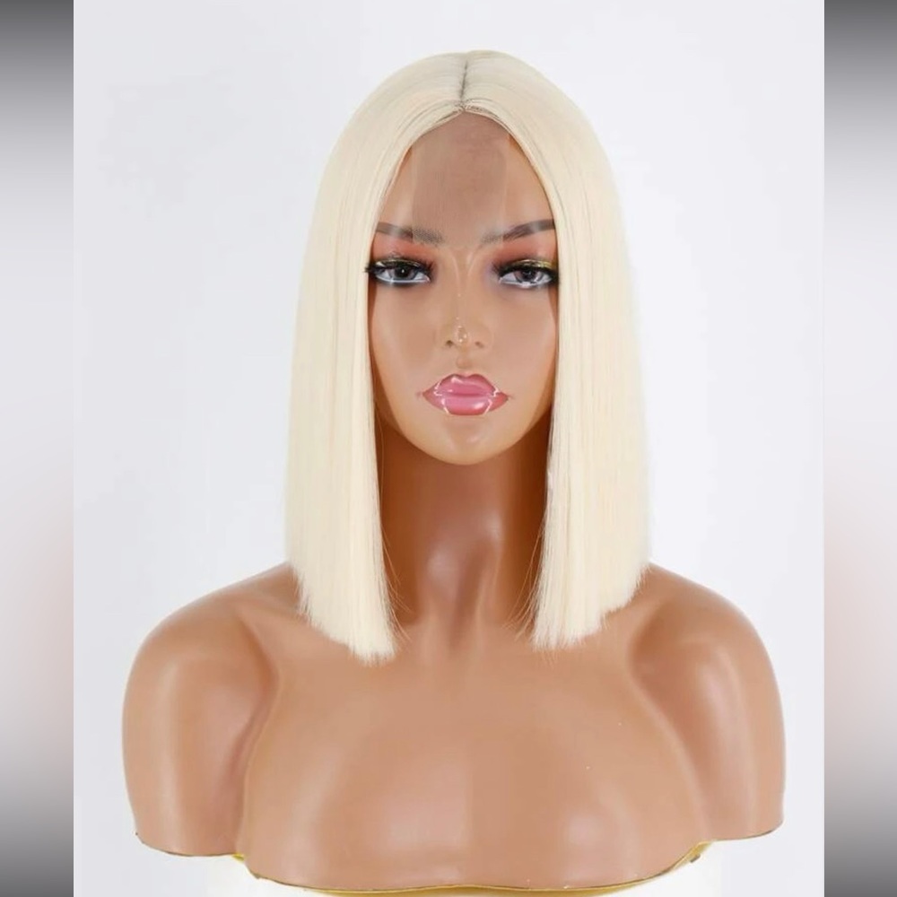 Platinum Blonde Blunt Bob Cut Wig ✨